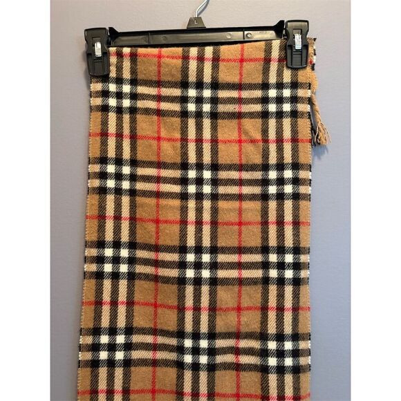Vintage Unbranded Unisex Plaid Lambswool Scarf Beige Winter Accessory - Picture 2 of 4